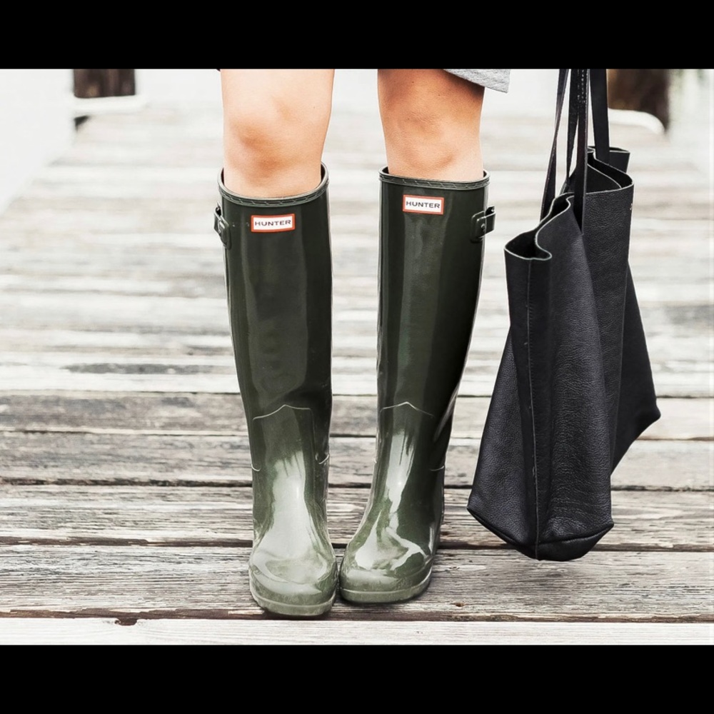 hunter tall rain boots black size 7